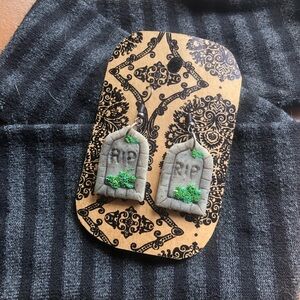 Gray and Green RIP Earrings